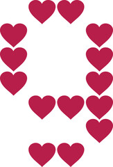 heart valentine alphabet number 9 nine