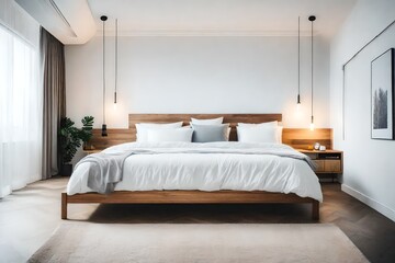 **comfortable bed with white walls.