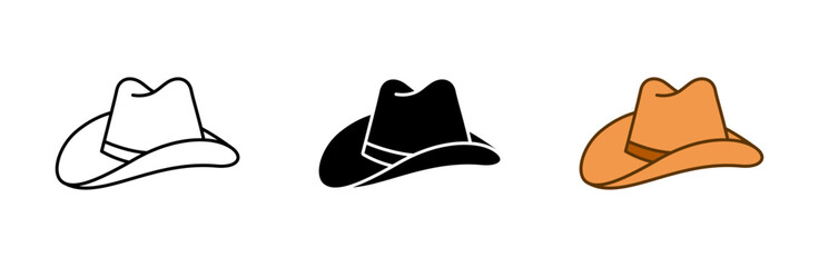 Cowboy hat line icon isolated on white background.
