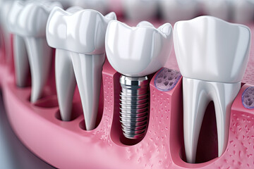 Dental crown installation process. dental implants