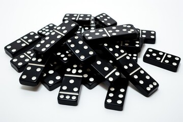 black dominoes isolated on white background, closeup of photo, Black dominoes on a white background, AI Generated