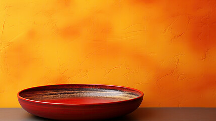 Obraz premium A Vibrant Red Bowl on a Table