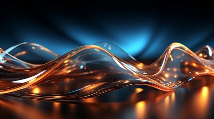 Immerse Yourself in Futuristic Elegance: Stunning 64K Wallpaper and Backgrounds with Dynamic Waves, Technological Lines, and Mesmerizing Blue and Gold Hues, Generative AI