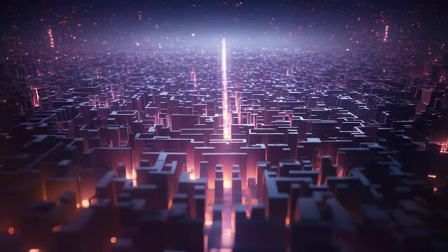 A computerized maze, with the users thoughts and memories visible as they navigate through the digital labyrinth, highlighting the restructuring of the mind in a digital space.