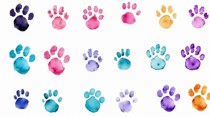 Seamless pattern with dog paw print. Animal images. Illustration. Veterinary medicine. Generative AI - obrazy, fototapety, plakaty