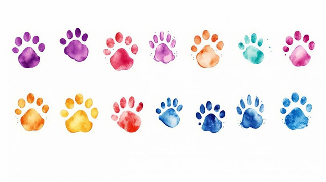 Seamless pattern with dog paw print. Animal images. Illustration. Veterinary medicine. Generative AI