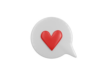 red heart, 3d render red like icon set. Social media bubble with heart