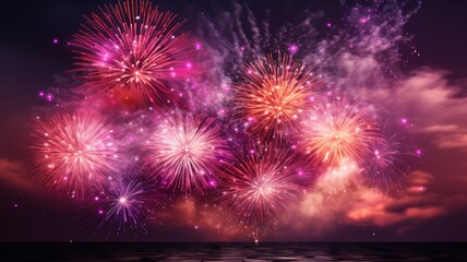 Colorful Fireworks Lighting up the Night Sky