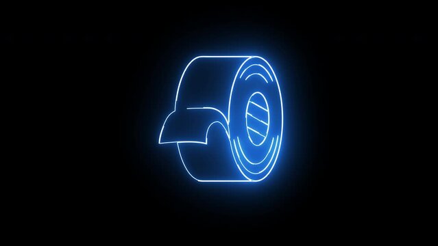 Animated duct tape icon with a glowing neon effect
