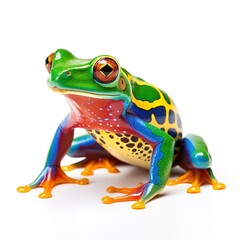 Vivid colored frog on white background 