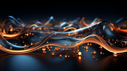 Immerse Yourself in Futuristic Elegance: Stunning 64K Wallpaper and Backgrounds with Dynamic Waves, Technological Lines, and Mesmerizing Blue and Gold Hues, Generative AI