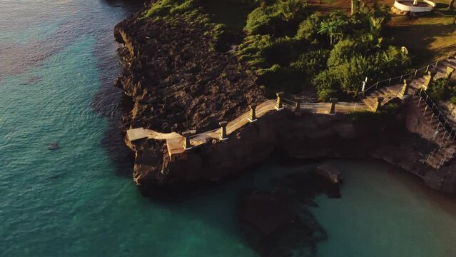 Top view of Taga beach during golden hour