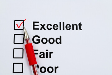 Tick the excellent box on customer feedback form