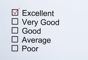 Tick the excellent box on customer feedback form