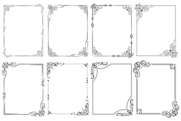 Set of Decorative vintage frames and borders. floral ornamental frame. Calligraphic frame and page decoration. Vector illustration - obrazy, fototapety, plakaty
