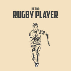 Retro rugby player vector