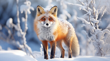 Fototapeta premium red fox in winter fox