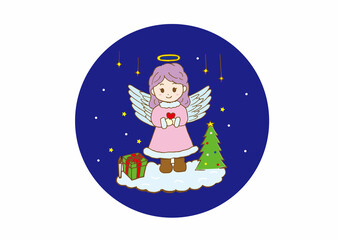 クリスマス女の子の天使のイラスト