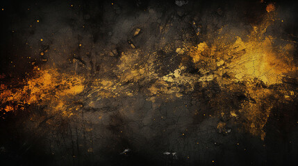 abstract yellow grunge on black background - obrazy, fototapety, plakaty