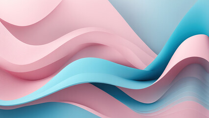 Obraz premium Abstract geometric background with flowing lines and waves modern pale pink and light blue