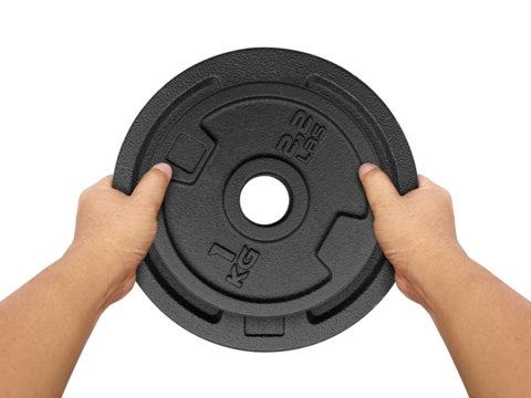 Hands holding Heavy weight plate, transparent background - Powered by Adobe
