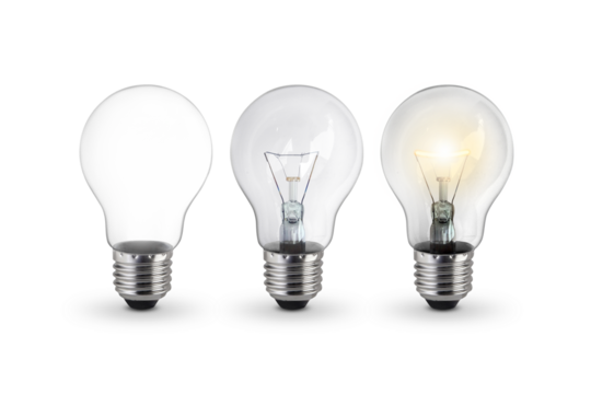 lighted bulb, transparent background