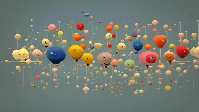 A cascading animation of Jean Piagets cognitive stages of development, each stage flowing into the next. minimal 2d animation Psychology art concept