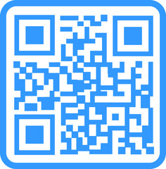 Scan QR code icon. Digital scanning QR code. QR code scan in blue flat style for smartphone. QR code for payment. Vector QR code sample for smartphone scanning isolated on transparent background.