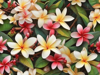 Beautiful colored frangipani flowers
