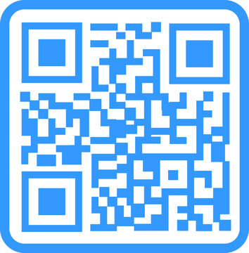 Scan QR code icon. Digital scanning QR code. QR code scan in blue flat style for smartphone. QR code for payment. Vector QR code sample for smartphone scanning isolated on transparent background.
