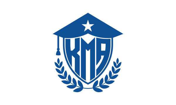 KMA three letter iconic academic logo design vector template. monogram, abstract, school, college, university, graduation cap symbol logo, shield, model, institute, educational, coaching canter, tech	