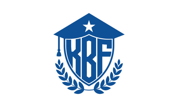 KBF three letter iconic academic logo design vector template. monogram, abstract, school, college, university, graduation cap symbol logo, shield, model, institute, educational, coaching canter, tech	