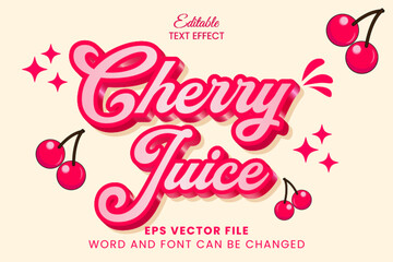 Cherry juice pink 3d editable text effect - obrazy, fototapety, plakaty