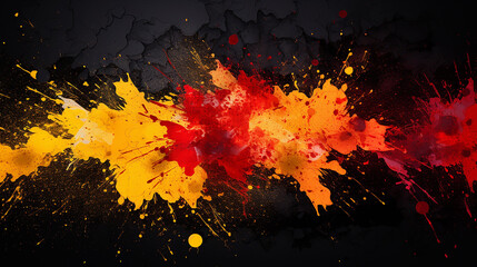 colorful yellow orange and red grungy gradient paint on black background