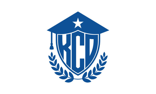 KCO three letter iconic academic logo design vector template. monogram, abstract, school, college, university, graduation cap symbol logo, shield, model, institute, educational, coaching canter, tech	