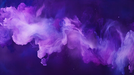 Fototapeta na wymiar deep dark violet neon lights watercolor on black background
