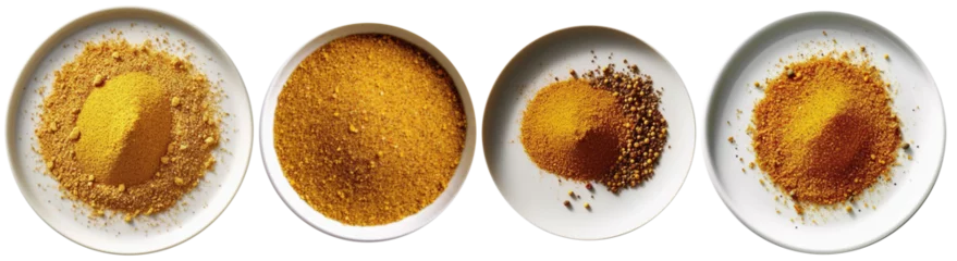 Fotobehang top view of plates with Mustard spice © Farantsa