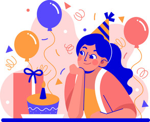Woman Birthday Illustration