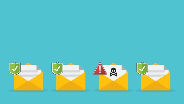 Envelope document and skull icon. Virus, malware. 