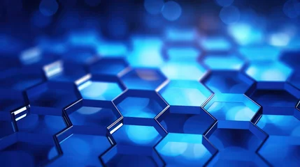 Photo sur Plexiglas Bleu foncé Dive into a futuristic concept with a blue-hued nanotech vision, where a glowing lattice adds a touch of brilliance to the technological landscape.