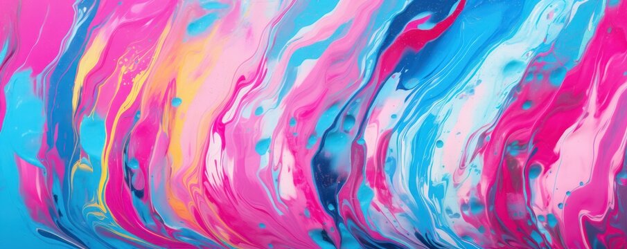 The dynamic energy of a street art graffiti background is defined by colorful drips in pink, magenta, blue, and yellow.