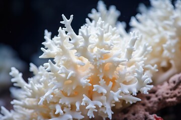 Fototapeta na wymiar White coral in the aquarium. Close-up. Selective focus, Close-up of a beautiful white coral with shallow depth of field, AI Generated