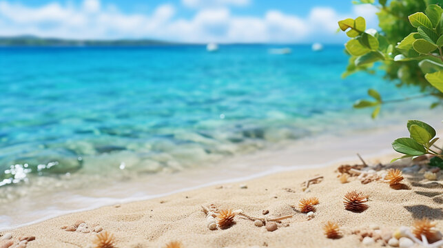 beach with trees HD 8K wallpaper Stock Photographic Image 