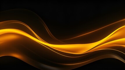 3d render, abstract neon wallpaper. Yellow glowing lines over black background. Streaming energy