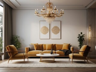 Midcentury interior design of modern living room