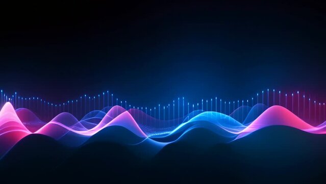 background Sound waves oscillate in dark light