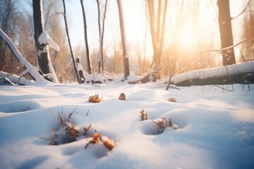 fox tracks leading through snowy woods