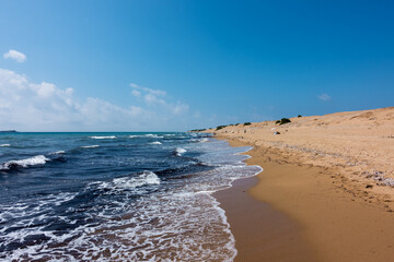 The gorgeous sandy beach of Issos in Corfu island, Greece