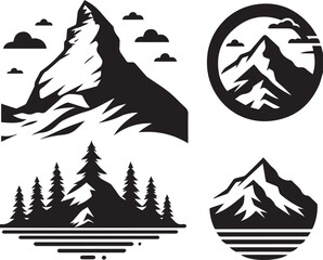 Fototapeta premium silhouette mountain shapes isolated on white background Vector illustration