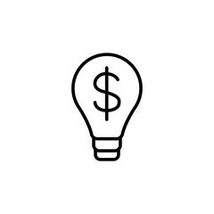 Dollar bulb outline icons, business minimalist vector illustration ,simple transparent graphic element .Isolated on white background